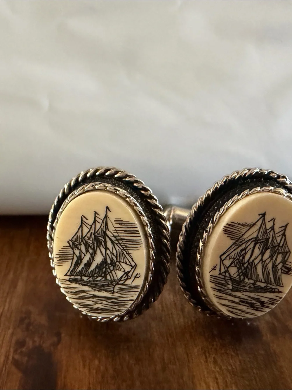 Classic Silver and White Nautical Cufflinks plus 1 more set- Men's Accessories